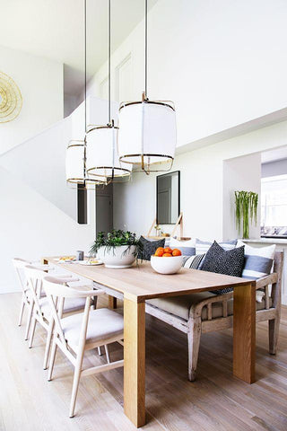 Lustra Suspension Abat-jour en Bambou pour Salon
