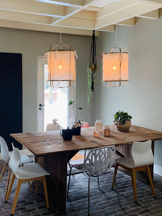 Lustra Suspension Abat-jour en Bambou pour Salon