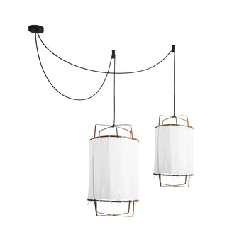 Lustra Suspension Abat-jour en Bambou pour Salon