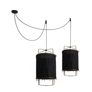 Lustra Suspension Abat-jour en Bambou pour Salon