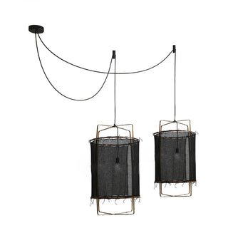 Lustra Suspension Abat-jour en Bambou pour Salon