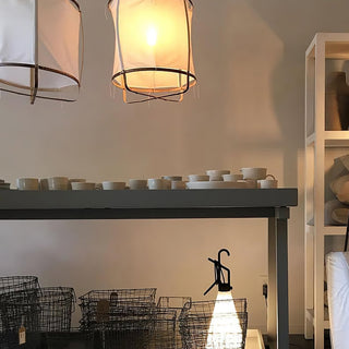 Lustra Suspension Abat-jour en Bambou pour Salon
