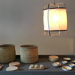Lustra Suspension Abat-jour en Bambou pour Salon