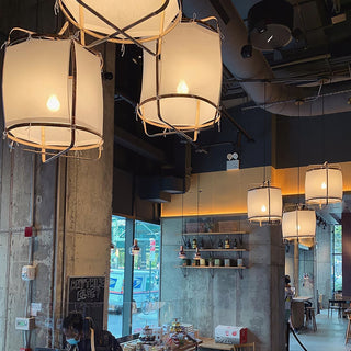 Lustra Suspension Abat-jour en Bambou pour Salon