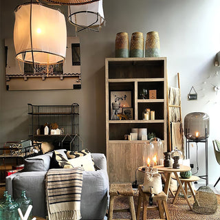 Lustra Suspension Abat-jour en Bambou pour Salon
