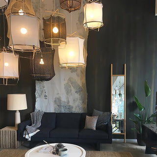 Lustra Suspension Abat-jour en Bambou pour Salon