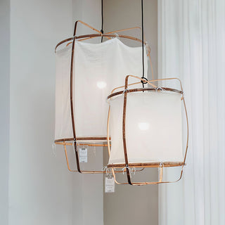 Lustra Suspension Abat-jour en Bambou pour Salon