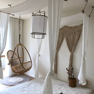 Lustra Suspension Abat-jour en Bambou pour Salon