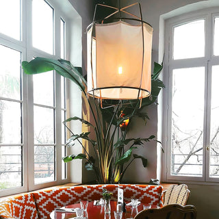 Lustra Suspension Abat-jour en Bambou pour Salon