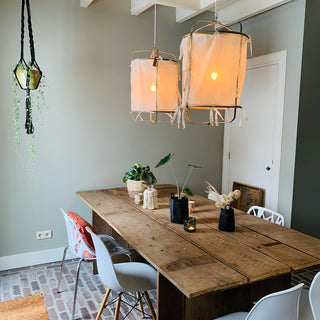 Lustra Suspension Abat-jour en Bambou pour Salon