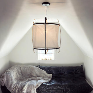 Lustra Suspension Abat-jour en Bambou pour Salon