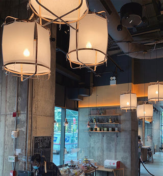 Lustra Suspension Abat-jour en Bambou pour Salon
