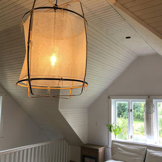 Lustra Suspension Abat-jour en Bambou pour Salon