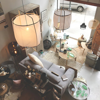 Lustra Suspension Abat-jour en Bambou pour Salon