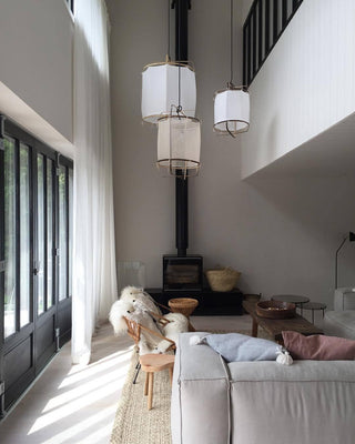 Lustra Suspension Abat-jour en Bambou pour Salon