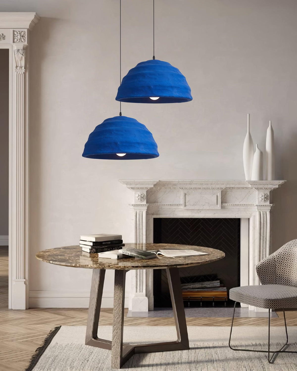 Pendant Lamp Dome Shade Blue Industrial-Neutral Decor