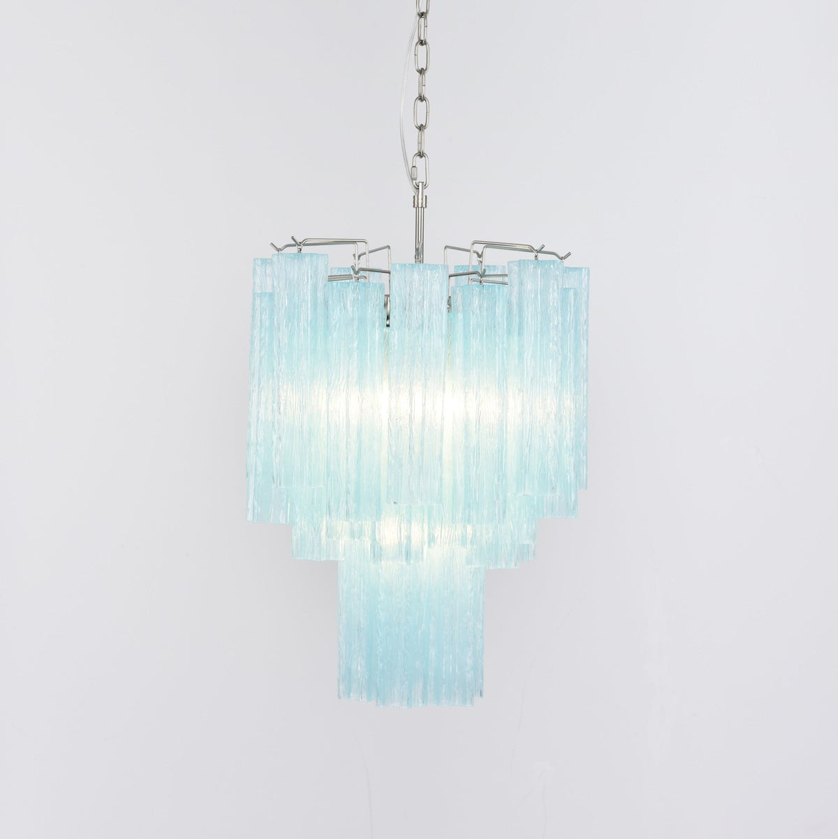 Wilira Lustre Azzura En Verre De Murano Tubes Style Côtier