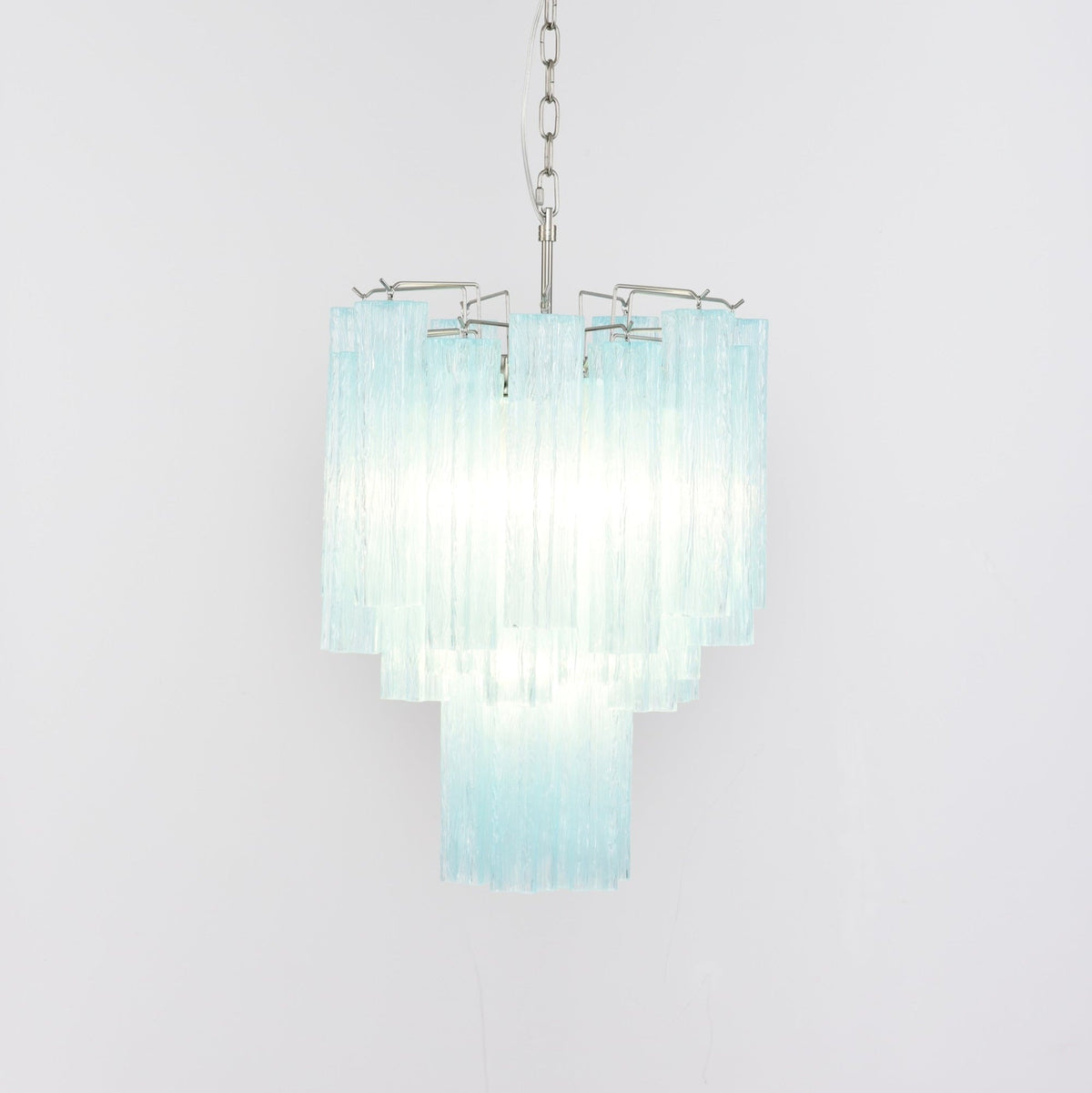 Wilira Lustre Azzura En Verre De Murano Tubes Style Côtier