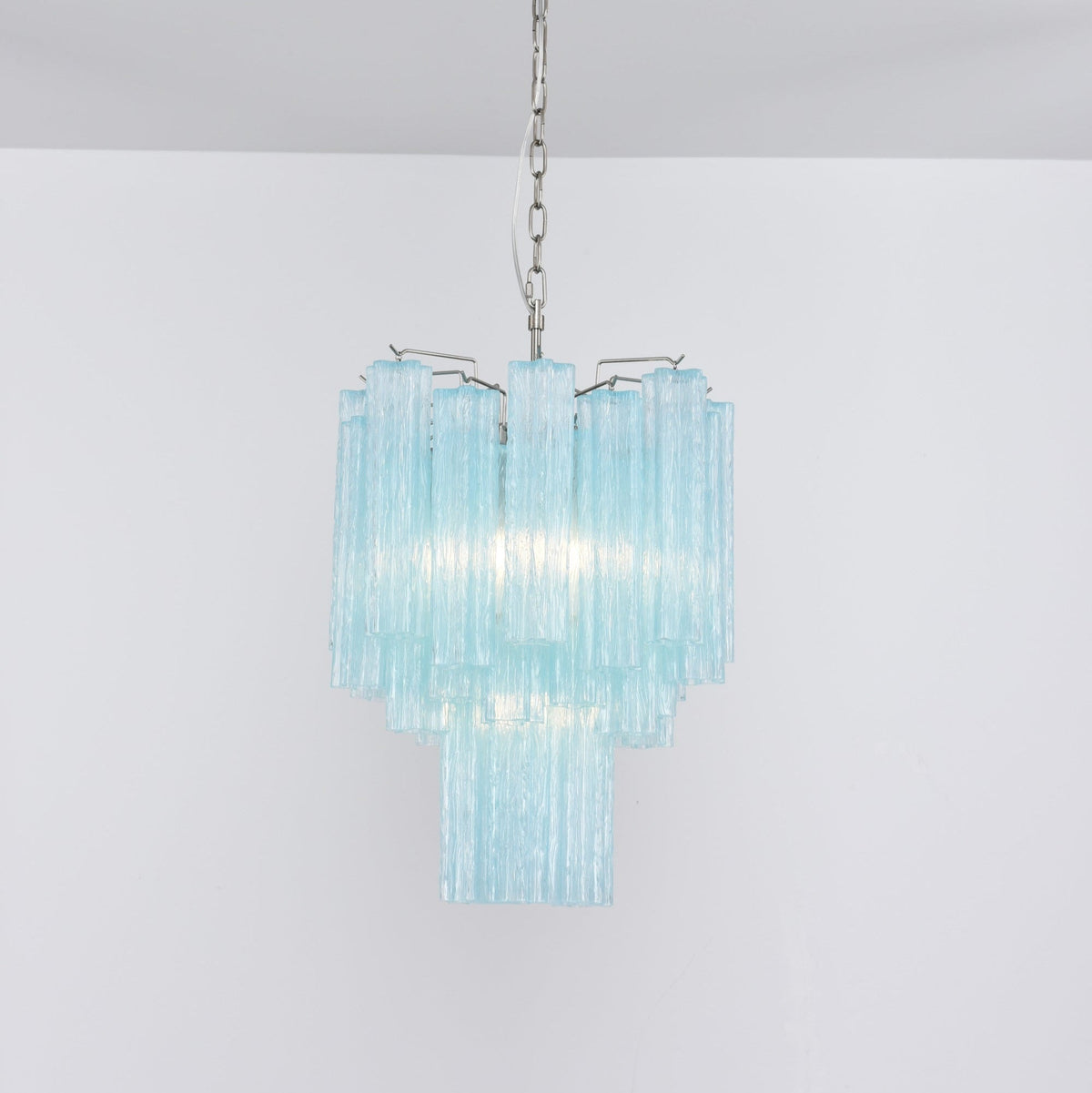 Wilira Lustre Azzura En Verre De Murano Tubes Style Côtier