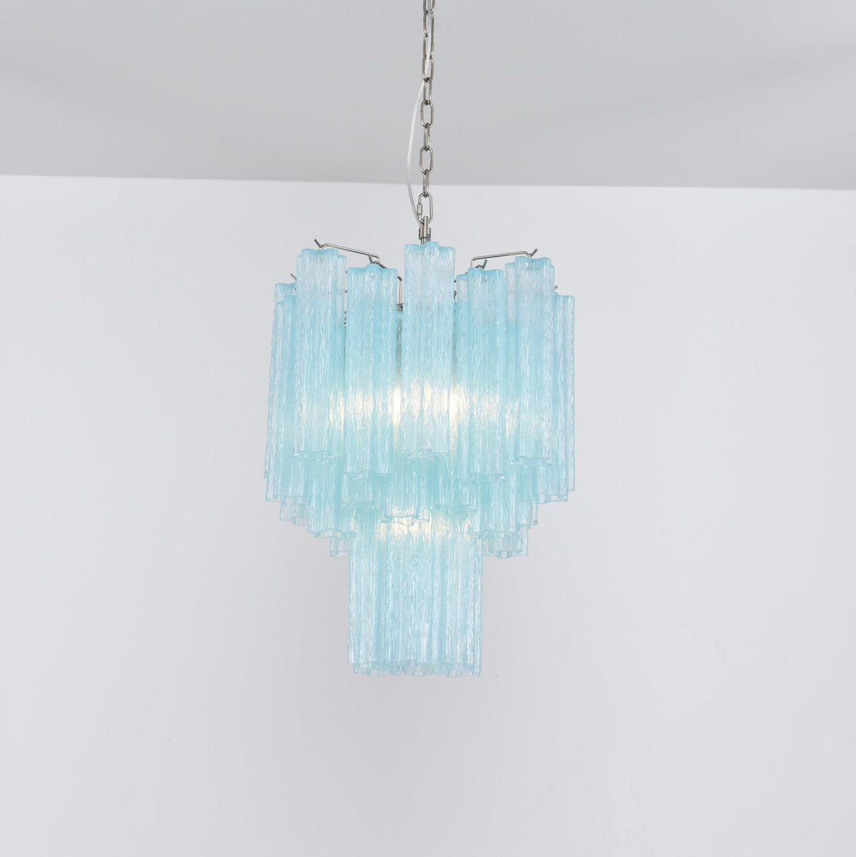 Wilira Lustre Azzura En Verre De Murano Tubes Style Côtier