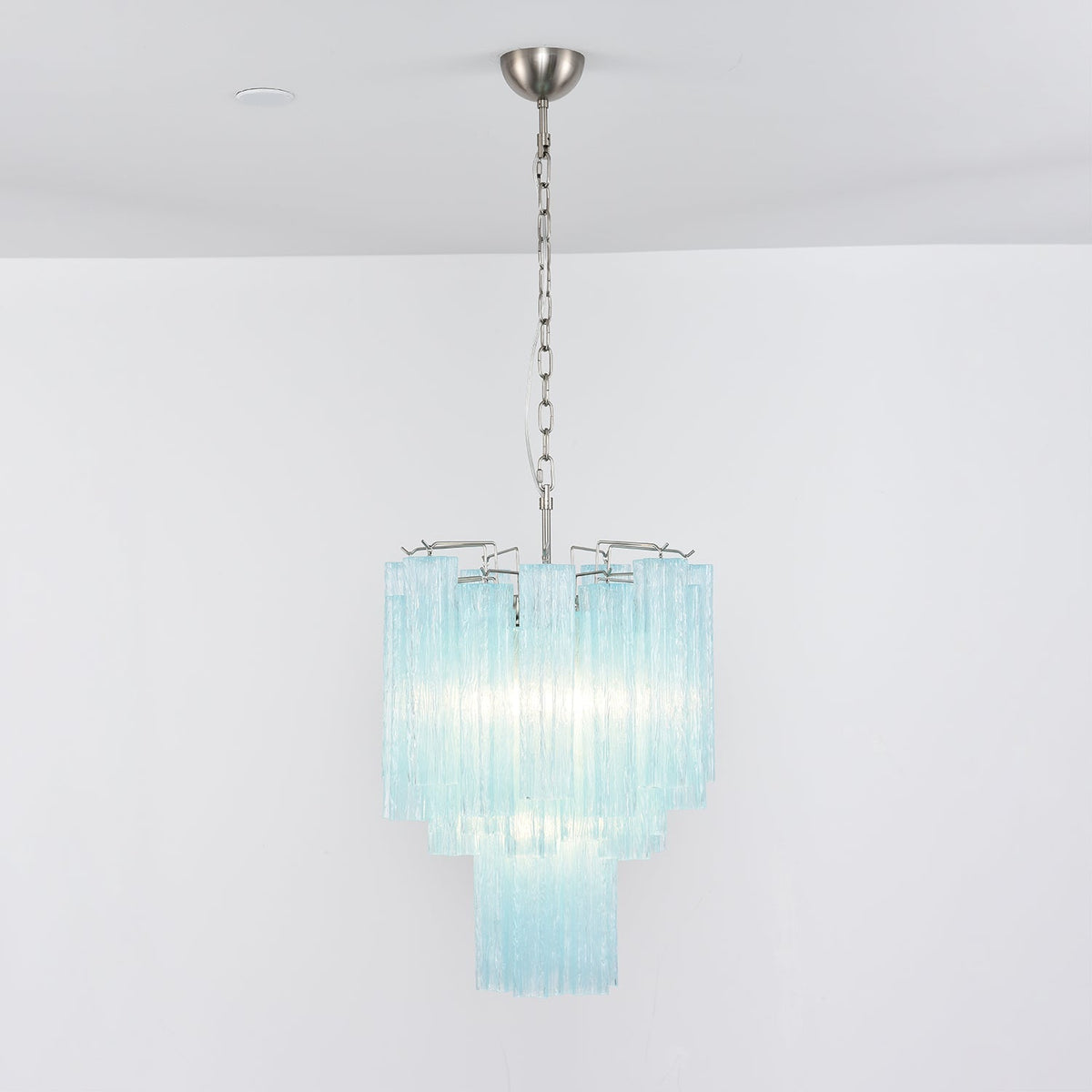 Wilira Lustre Azzura En Verre De Murano Tubes Style Côtier