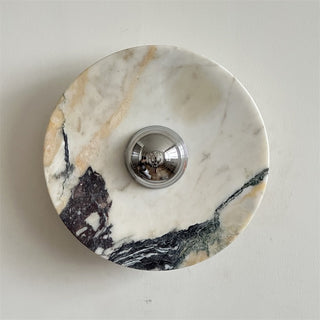 Zeno Applique Murale Ronde en Chrome, Marbre et Métal Style Minimaliste Moderne