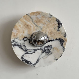 Zeno Applique Murale Ronde en Chrome, Marbre et Métal Style Minimaliste Moderne