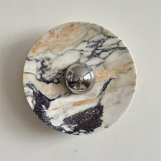 Zeno Applique Murale Ronde en Chrome, Marbre et Métal Style Minimaliste Moderne