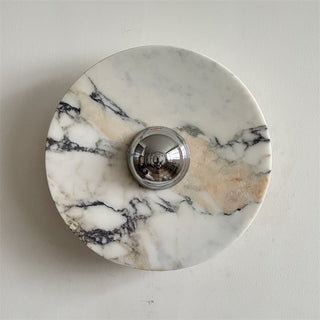 Zeno Applique Murale Ronde en Chrome, Marbre et Métal Style Minimaliste Moderne