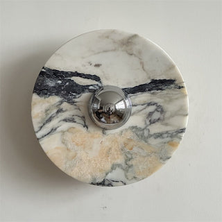 Zeno Applique Murale Ronde en Chrome, Marbre et Métal Style Minimaliste Moderne