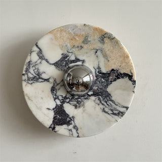 Zeno Applique Murale Ronde en Chrome, Marbre et Métal Style Minimaliste Moderne