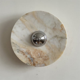 Zeno Applique Murale Ronde en Chrome, Marbre et Métal Style Minimaliste Moderne