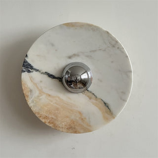 Zeno Applique Murale Ronde en Chrome, Marbre et Métal Style Minimaliste Moderne