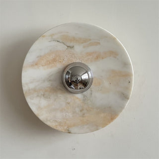 Zeno Applique Murale Ronde en Chrome, Marbre et Métal Style Minimaliste Moderne
