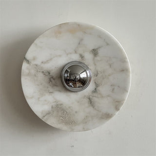 Zeno Applique Murale Ronde en Chrome, Marbre et Métal Style Minimaliste Moderne