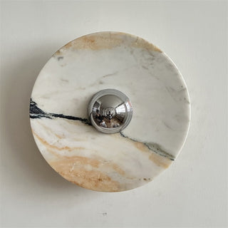 Zeno Applique Murale Ronde en Chrome, Marbre et Métal Style Minimaliste Moderne
