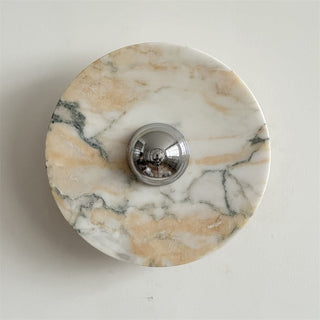 Zeno Applique Murale Ronde en Chrome, Marbre et Métal Style Minimaliste Moderne