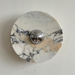 Zeno Applique Murale Ronde en Chrome, Marbre et Métal Style Minimaliste Moderne