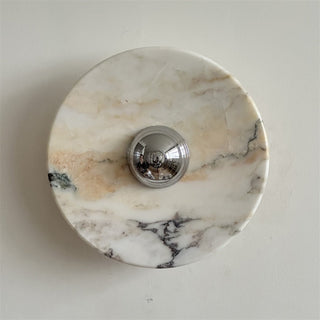 Zeno Applique Murale Ronde en Chrome, Marbre et Métal Style Minimaliste Moderne