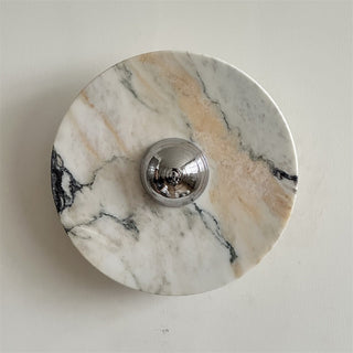 Zeno Applique Murale Ronde en Chrome, Marbre et Métal Style Minimaliste Moderne