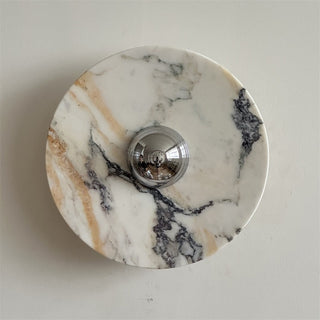 Zeno Applique Murale Ronde en Chrome, Marbre et Métal Style Minimaliste Moderne