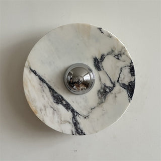 Zeno Applique Murale Ronde en Chrome, Marbre et Métal Style Minimaliste Moderne