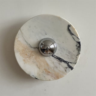 Zeno Applique Murale Ronde en Chrome, Marbre et Métal Style Minimaliste Moderne
