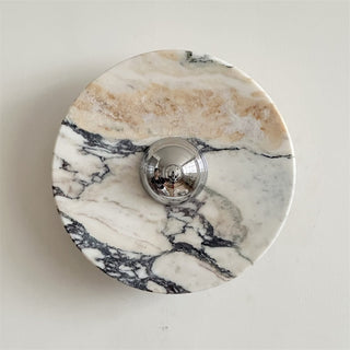 Zeno Applique Murale Ronde en Chrome, Marbre et Métal Style Minimaliste Moderne