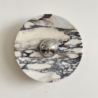 Zeno Applique Murale Ronde en Chrome, Marbre et Métal Style Minimaliste Moderne