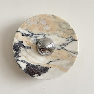Zeno Applique Murale Ronde en Chrome, Marbre et Métal Style Minimaliste Moderne