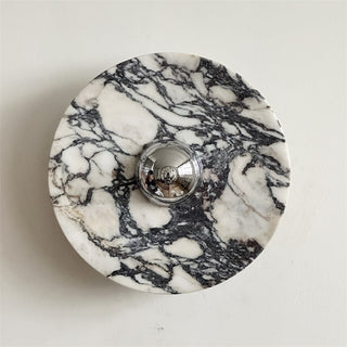 Zeno Applique Murale Ronde en Chrome, Marbre et Métal Style Minimaliste Moderne