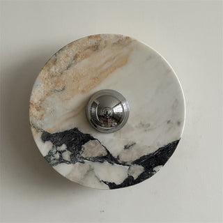 Zeno Applique Murale Ronde en Chrome, Marbre et Métal Style Minimaliste Moderne