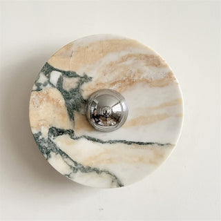 Zeno Applique Murale Ronde en Chrome, Marbre et Métal Style Minimaliste Moderne
