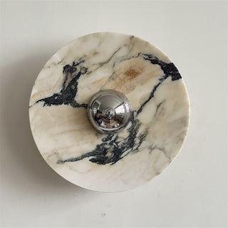 Zeno Applique Murale Ronde en Chrome, Marbre et Métal Style Minimaliste Moderne